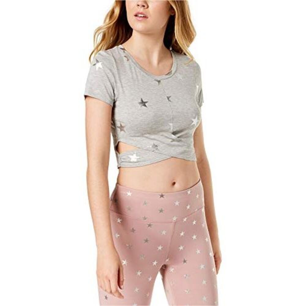 Material Girl Active Juniors Metallic Print Crisscross Top